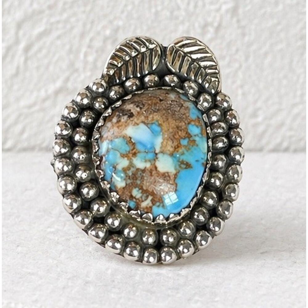 Golden Hill Turquoise Sterling Silver Ring Sz 7 Boho Southwestern Statement